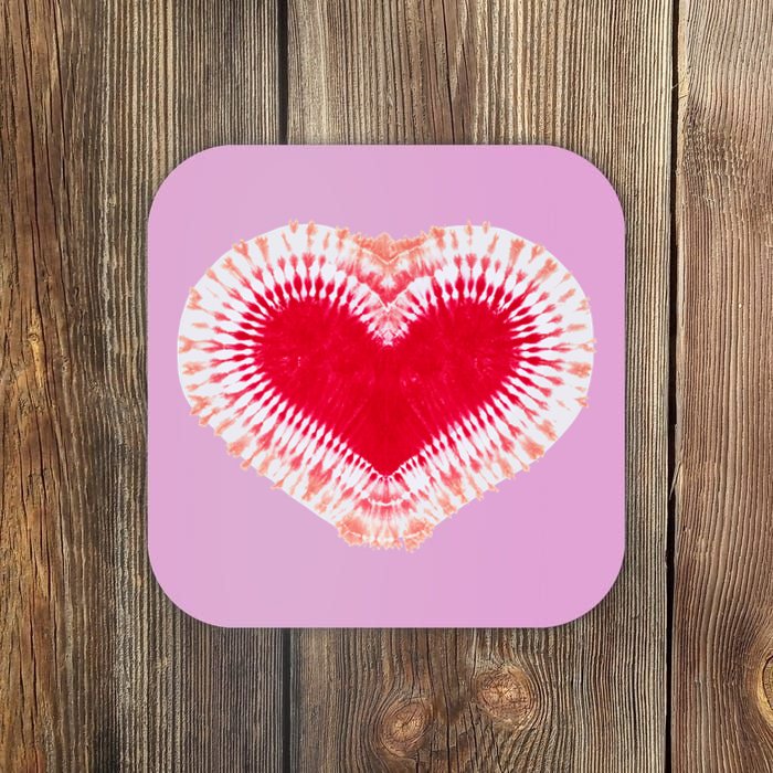 Red & Pink Heart Tie Dye Valentines Day Coaster