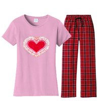 Red & Pink Heart Tie Dye Valentines Day Women's Flannel Pajama Set