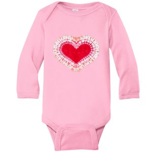 Red & Pink Heart Tie Dye Valentines Day Baby Long Sleeve Bodysuit