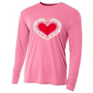 Red & Pink Heart Tie Dye Valentines Day Cooling Performance Long Sleeve Crew