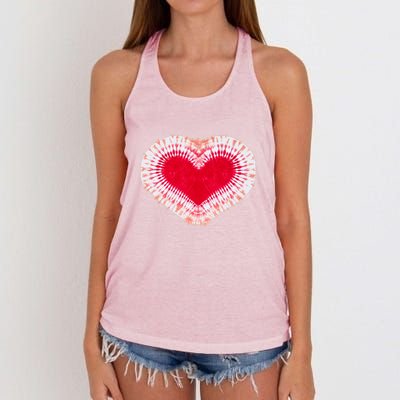 Red & Pink Heart Tie Dye Valentines Day Women's Knotted Racerback Tank