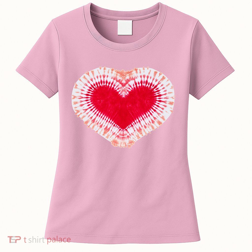 Red & Pink Heart Tie Dye Valentines Day Women's T-Shirt