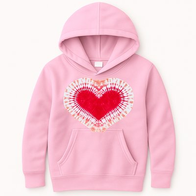 Red & Pink Heart Tie Dye Valentines Day Kids Hoodie