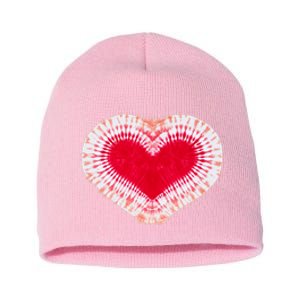 Red & Pink Heart Tie Dye Valentines Day Short Acrylic Beanie