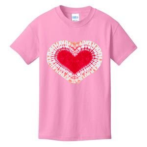 Red & Pink Heart Tie Dye Valentines Day Kids T-Shirt