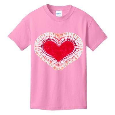 Red & Pink Heart Tie Dye Valentines Day Kids T-Shirt