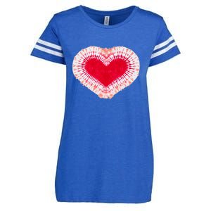 Red & Pink Heart Tie Dye Valentines Day Enza Ladies Jersey Football T-Shirt