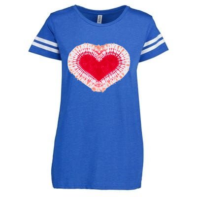 Red & Pink Heart Tie Dye Valentines Day Enza Ladies Jersey Football T-Shirt