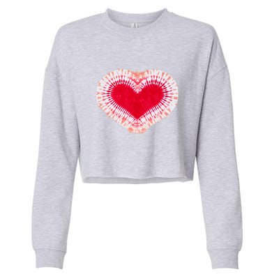 Red & Pink Heart Tie Dye Valentines Day Cropped Pullover Crew