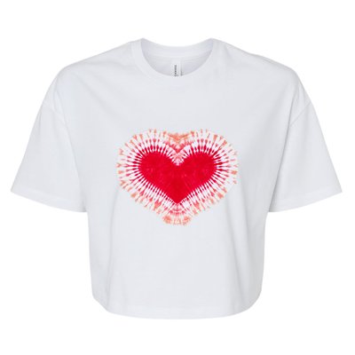 Red & Pink Heart Tie Dye Valentines Day Bella+Canvas Jersey Crop Tee