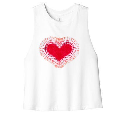 Red & Pink Heart Tie Dye Valentines Day Women's Racerback Cropped Tank