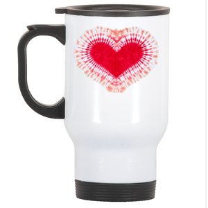 Red & Pink Heart Tie Dye Valentines Day Stainless Steel Travel Mug