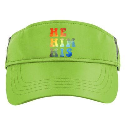 Rainbow Pronouns He Him His Straight Against Hate Retro Gift Adult Drive Performance Visor