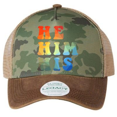 Rainbow Pronouns He Him His Straight Against Hate Retro Gift Legacy Tie Dye Trucker Hat