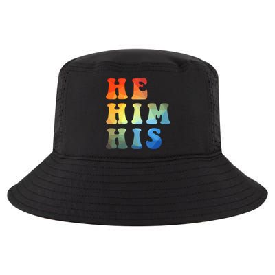 Rainbow Pronouns He Him His Straight Against Hate Retro Gift Cool Comfort Performance Bucket Hat