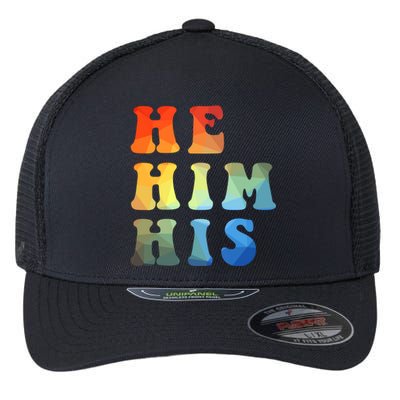 Rainbow Pronouns He Him His Straight Against Hate Retro Gift Flexfit Unipanel Trucker Cap