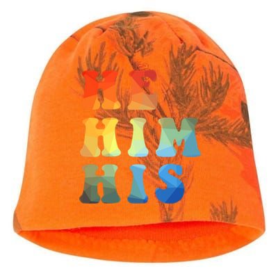 Rainbow Pronouns He Him His Straight Against Hate Retro Gift Kati - Camo Knit Beanie