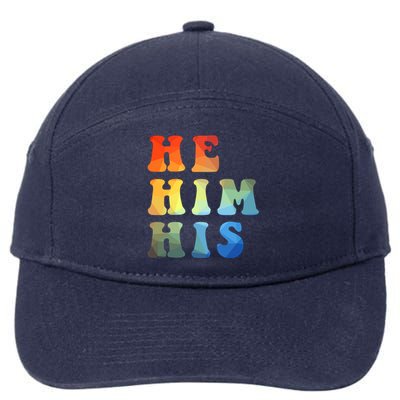 Rainbow Pronouns He Him His Straight Against Hate Retro Gift 7-Panel Snapback Hat