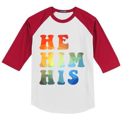 Rainbow Pronouns He Him His Straight Against Hate Retro Gift Kids Colorblock Raglan Jersey