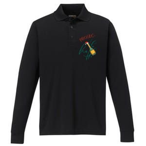 Retro Prosec Ho Ho Ho Funny Presecco Christmas Vacation Great Gift Performance Long Sleeve Polo