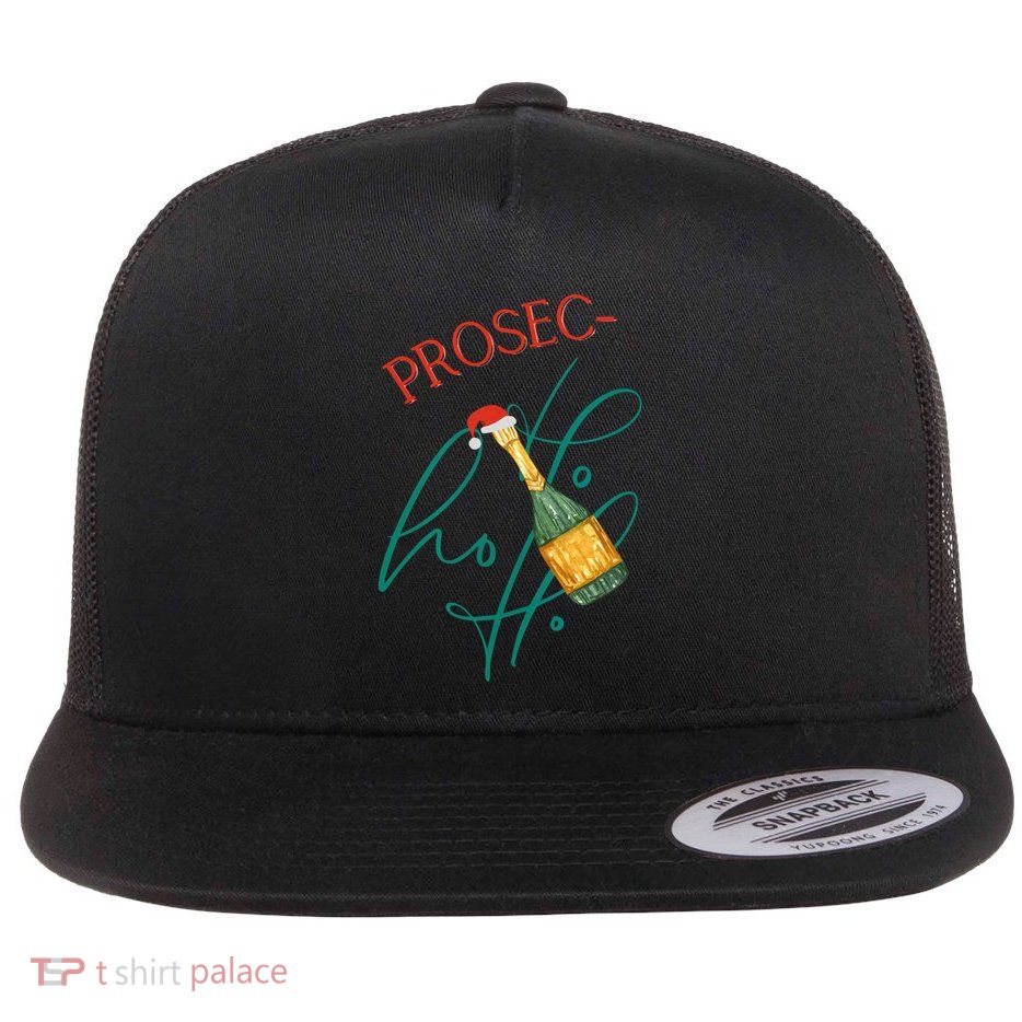Retro Prosec Ho Ho Ho Funny Presecco Christmas Vacation Great Gift Flat Bill Trucker Hat