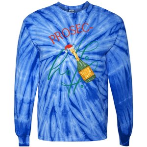 Retro Prosec Ho Ho Ho Funny Presecco Christmas Vacation Great Gift Tie-Dye Long Sleeve Shirt