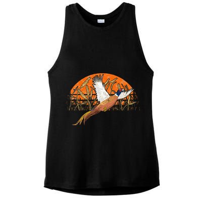 Ringneck Pheasant Hunting Upland Bird Hunter Grain Field Ladies PosiCharge Tri-Blend Wicking Tank