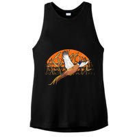 Ringneck Pheasant Hunting Upland Bird Hunter Grain Field Ladies PosiCharge Tri-Blend Wicking Tank
