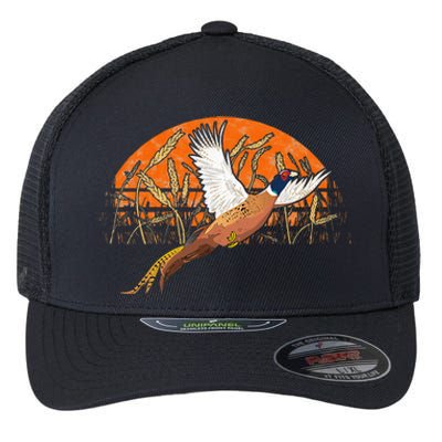 Ringneck Pheasant Hunting Upland Bird Hunter Grain Field Flexfit Unipanel Trucker Cap