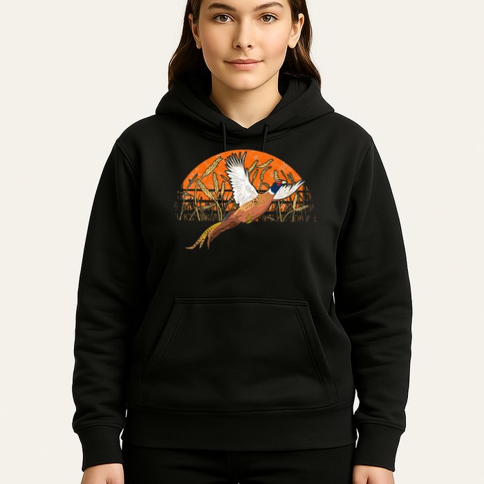 Ringneck Pheasant Hunting Upland Bird Hunter Grain Field Hoodie