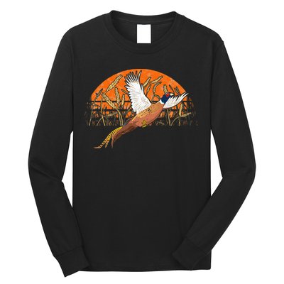 Ringneck Pheasant Hunting Upland Bird Hunter Grain Field Long Sleeve Shirt