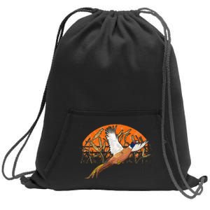 Ringneck Pheasant Hunting Upland Bird Hunter Grain Field Sweatshirt Cinch Pack Bag