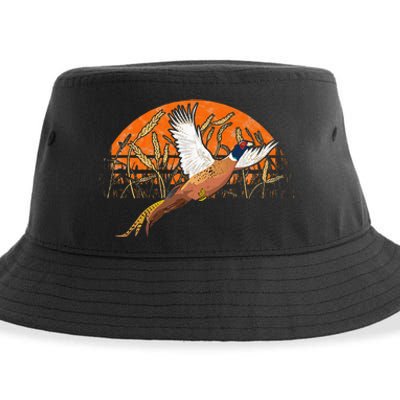 Ringneck Pheasant Hunting Upland Bird Hunter Grain Field Sustainable Bucket Hat