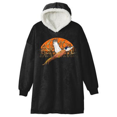 Ringneck Pheasant Hunting Upland Bird Hunter Grain Field Hooded Wearable Blanket
