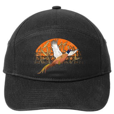 Ringneck Pheasant Hunting Upland Bird Hunter Grain Field 7-Panel Snapback Hat