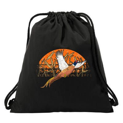 Ringneck Pheasant Hunting Upland Bird Hunter Grain Field Drawstring Bag