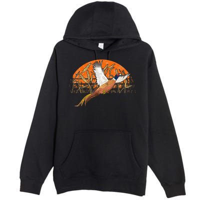 Ringneck Pheasant Hunting Upland Bird Hunter Grain Field Premium Pullover Hoodie