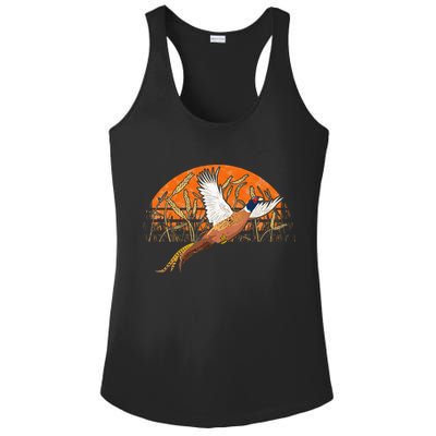 Ringneck Pheasant Hunting Upland Bird Hunter Grain Field Ladies PosiCharge Competitor Racerback Tank