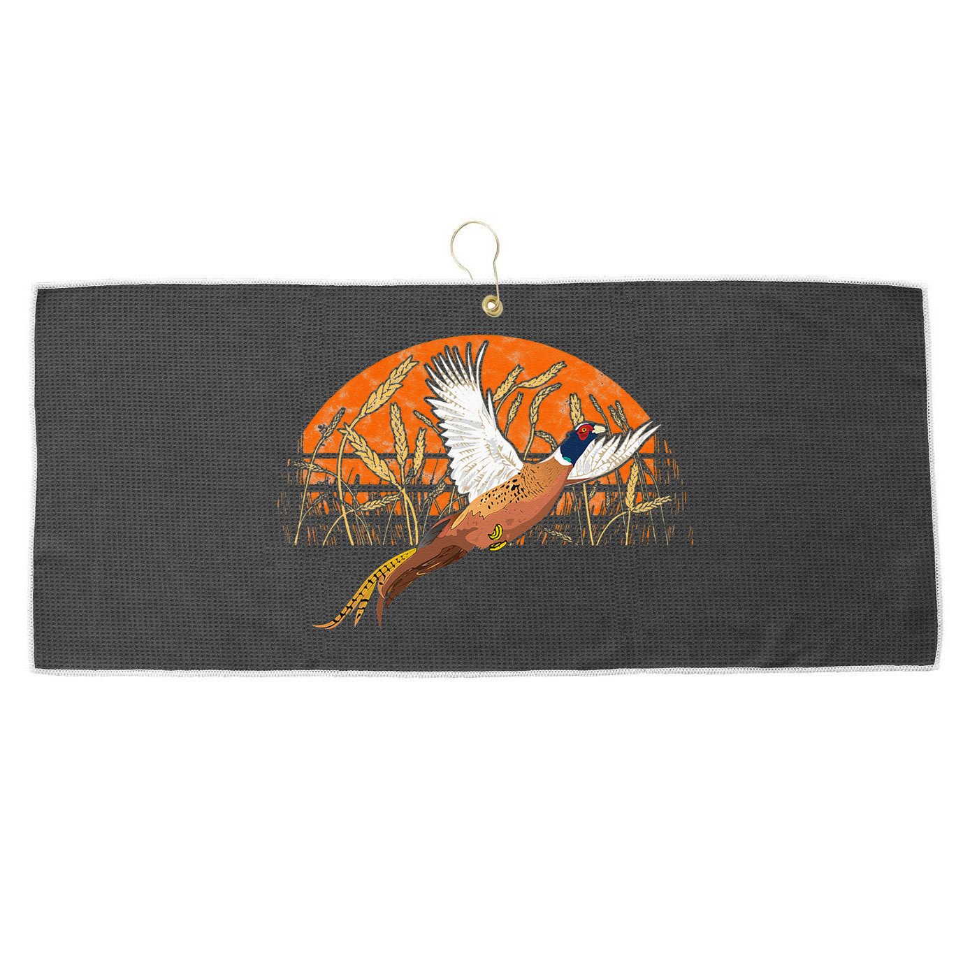 Ringneck Pheasant Hunting Upland Bird Hunter Grain Field Large Microfiber Waffle Golf Towel