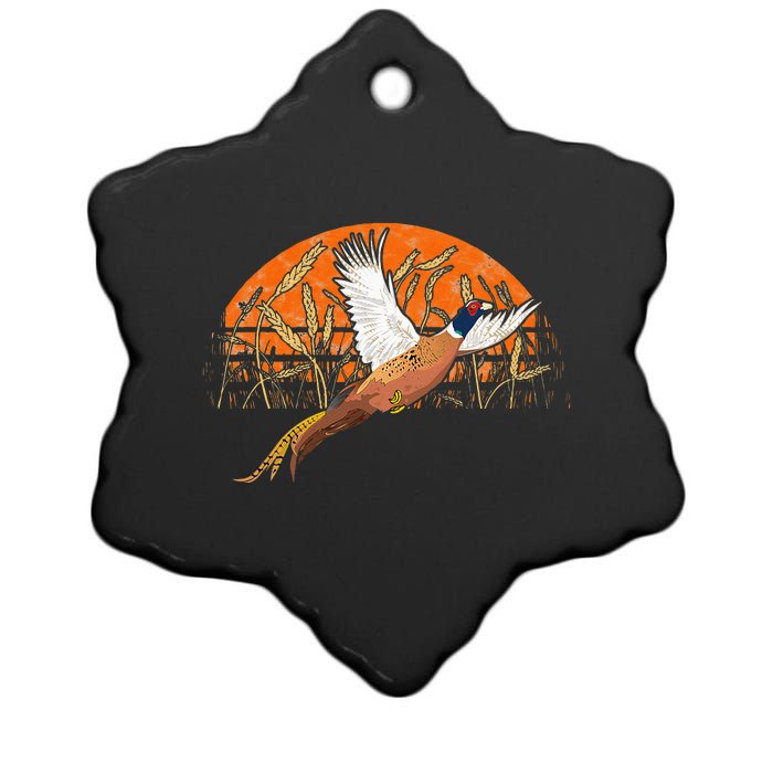 Ringneck Pheasant Hunting Upland Bird Hunter Grain Field Ceramic Star Ornament