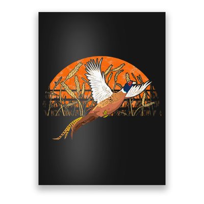 Ringneck Pheasant Hunting Upland Bird Hunter Grain Field Poster