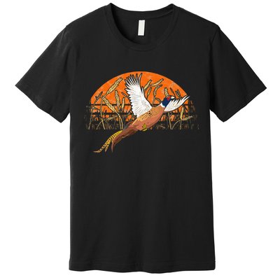Ringneck Pheasant Hunting Upland Bird Hunter Grain Field Premium T-Shirt