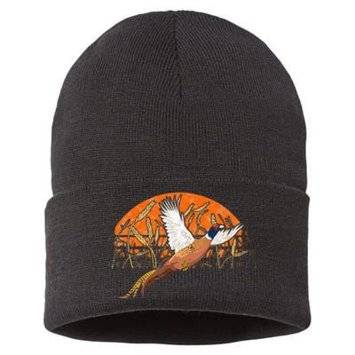 Ringneck Pheasant Hunting Upland Bird Hunter Grain Field Sustainable Knit Beanie