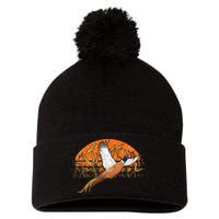 Ringneck Pheasant Hunting Upland Bird Hunter Grain Field Pom Pom 12in Knit Beanie