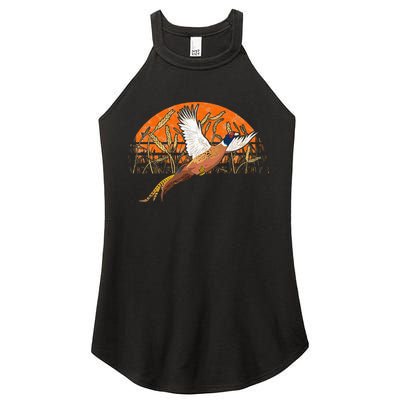 Ringneck Pheasant Hunting Upland Bird Hunter Grain Field Women's Perfect Tri Rocker Tank