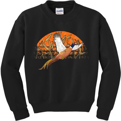 Ringneck Pheasant Hunting Upland Bird Hunter Grain Field Kids Sweatshirt