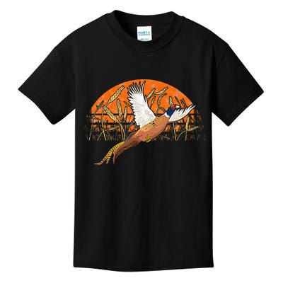 Ringneck Pheasant Hunting Upland Bird Hunter Grain Field Kids T-Shirt
