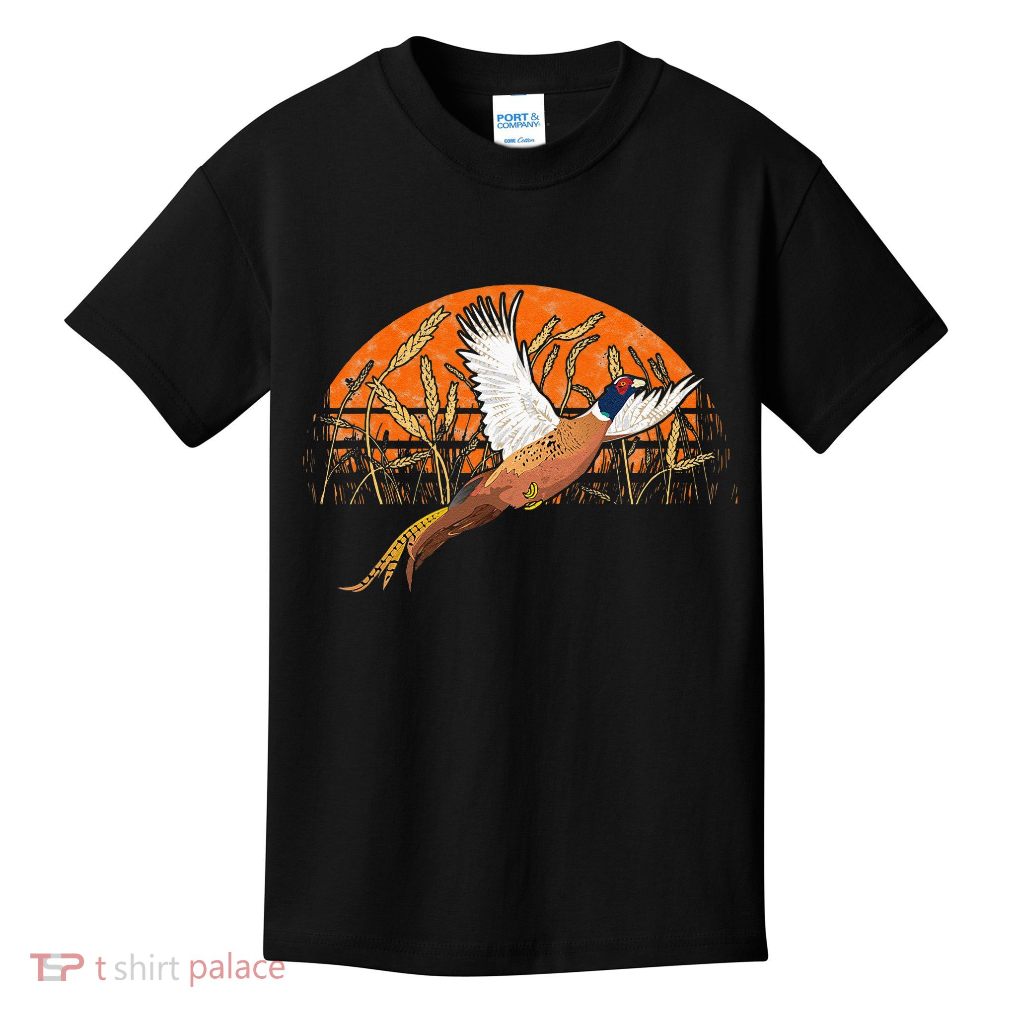 Ringneck Pheasant Hunting Upland Bird Hunter Grain Field Kids T-Shirt