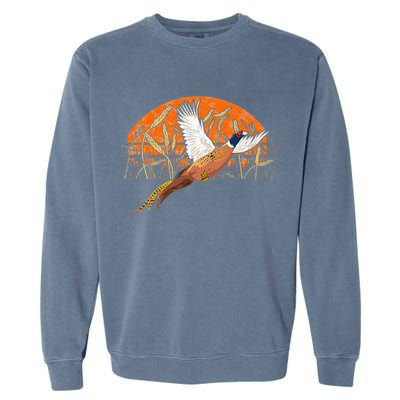 Ringneck Pheasant Hunting Upland Bird Hunter Grain Field Garment-Dyed Sweatshirt