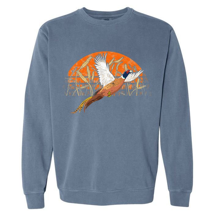 Ringneck Pheasant Hunting Upland Bird Hunter Grain Field Garment-Dyed Sweatshirt